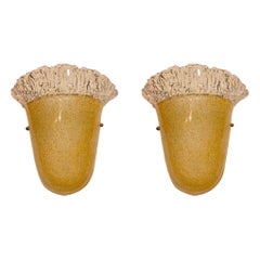 Toso Wall Lighting gold Glass Murano Pair, Italy 1980