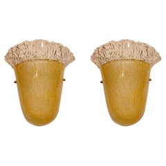 Toso Wall Lighting gold Glass Murano Pair, Italy 1980
