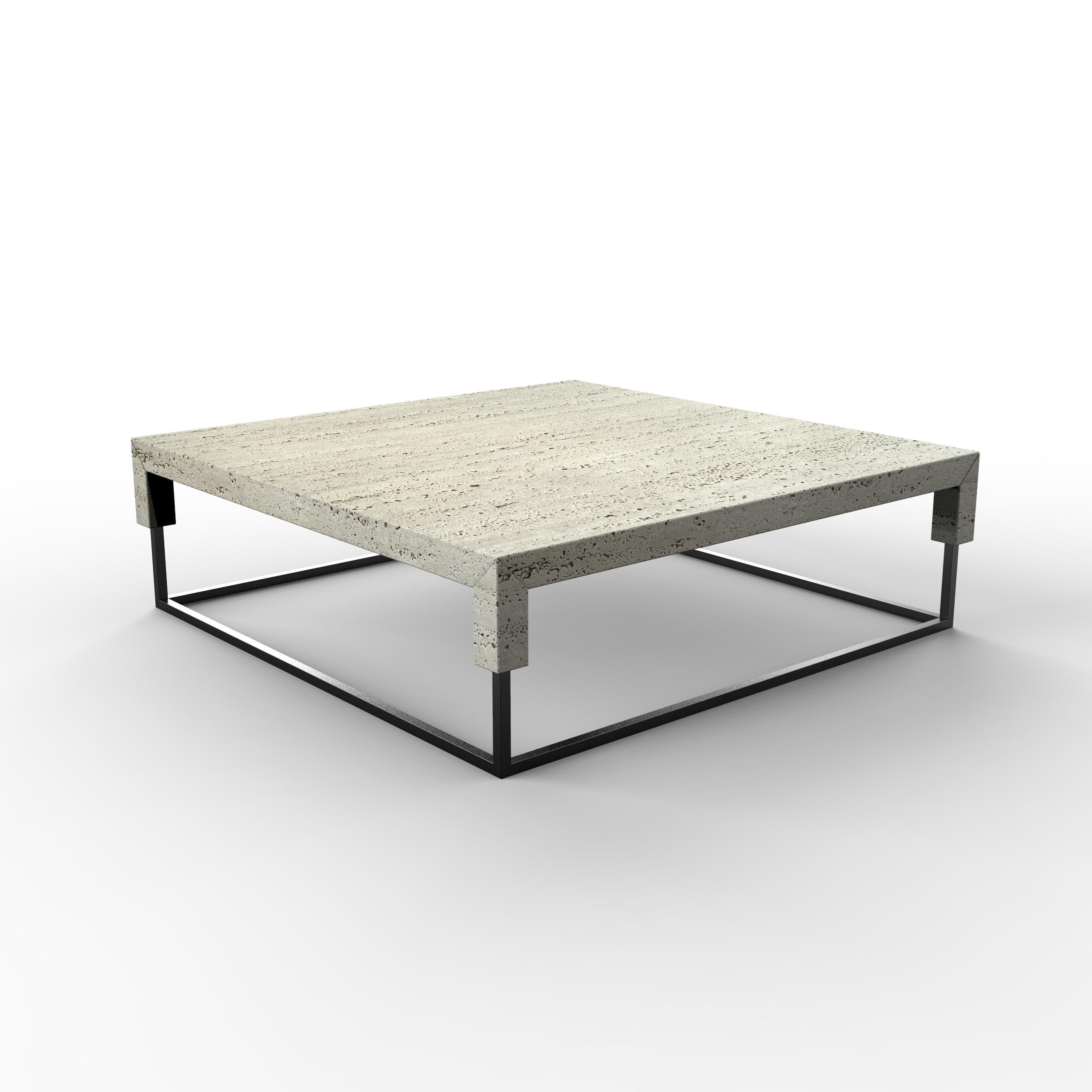 Hand-Crafted Tossa Italian Travertine Marble Coffee Table Made Measure Bespoke Luxury Marble For Sale