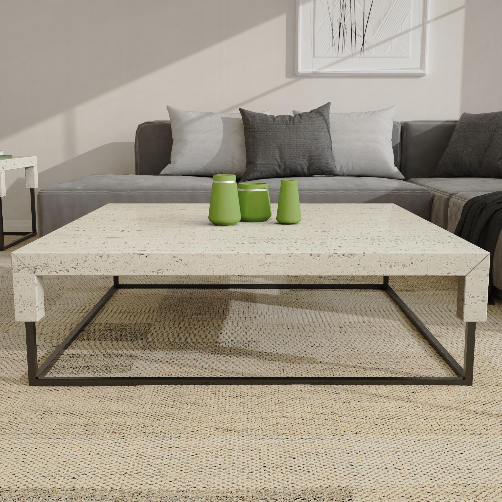 Contemporary Tossa Italian Travertine Marble Coffee Table Made Measure Bespoke Luxury Marble For Sale