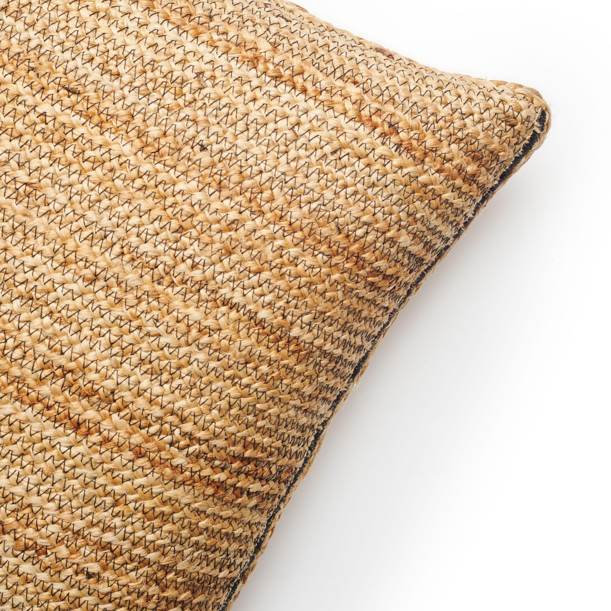 Contemporary Tossa Jute Braided Pillow In Neutral Color  For Outdoors, Fireplace & Lounges For Sale