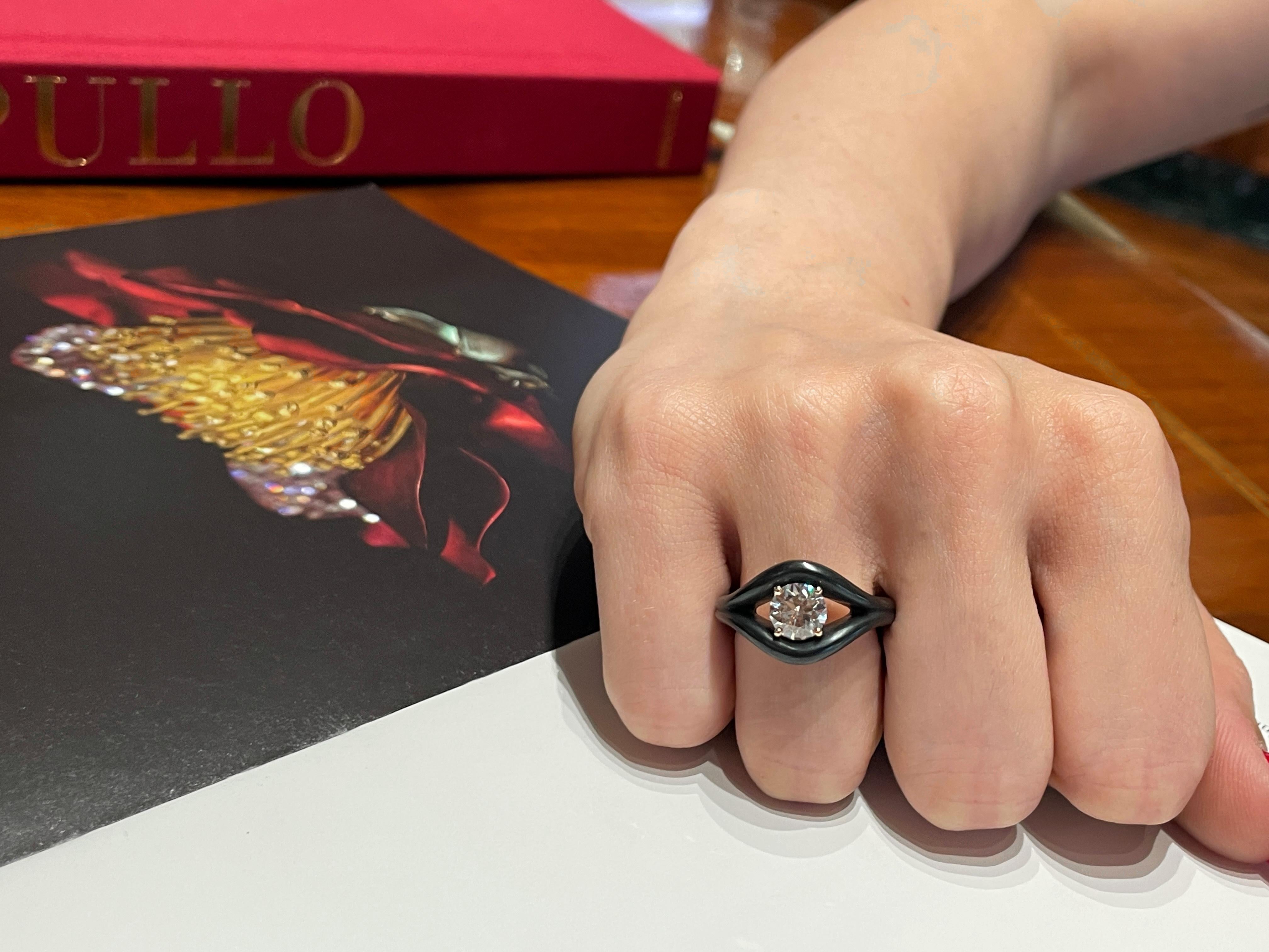 Bague en fer et or certifiée GIA avec un diamant de 1,25 carat en vente 5