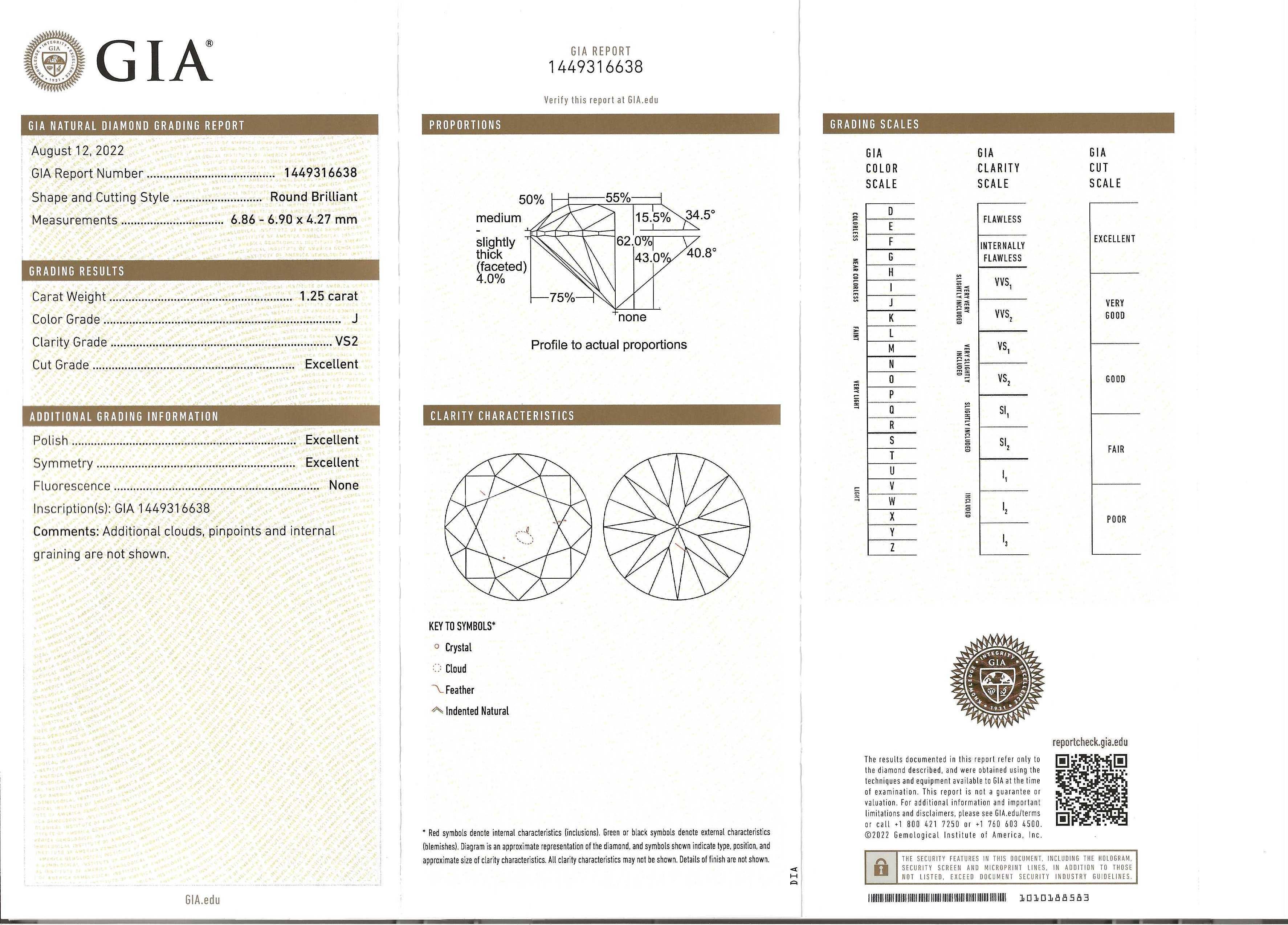 Bague en fer et or certifiée GIA avec un diamant de 1,25 carat en vente 7