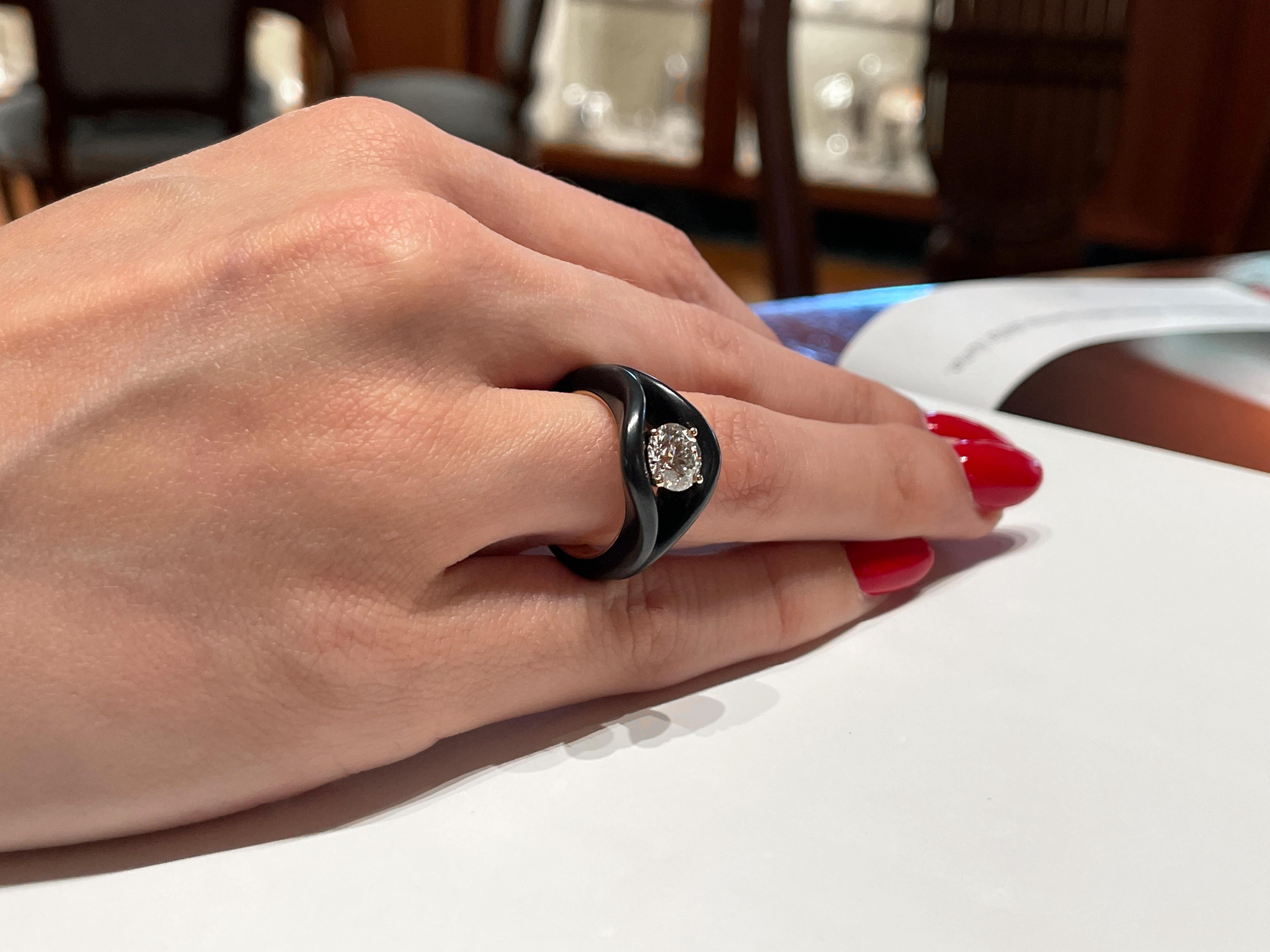 Bague en fer et or certifiée GIA avec un diamant de 1,25 carat en vente 3