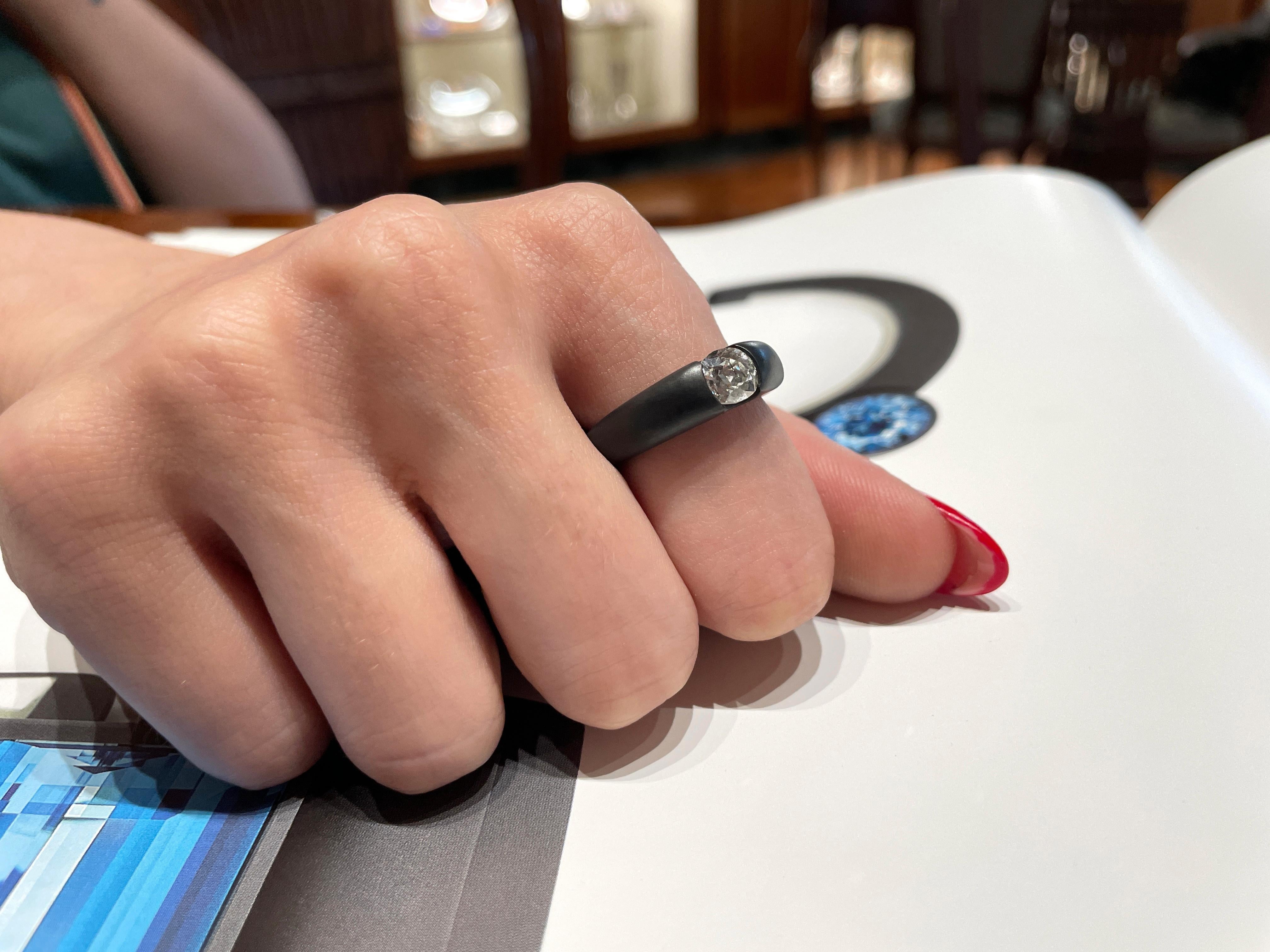 Tosti anello mit Diamant-Taglio antico carati 1,12 in Oro und rutenio im Angebot 4
