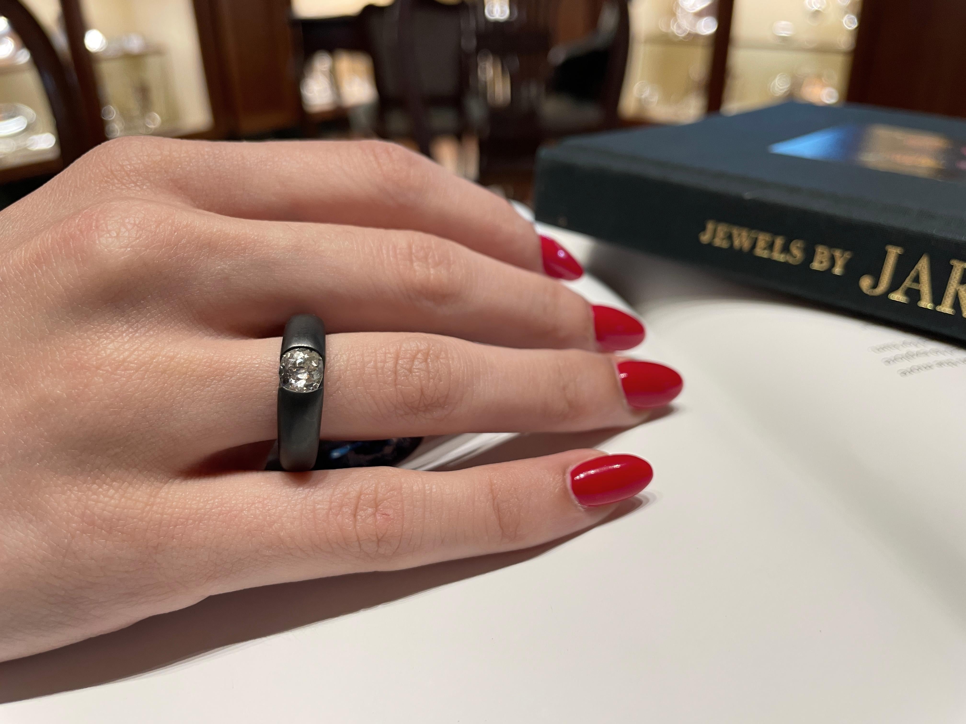 Tosti anello mit Diamant-Taglio antico carati 1,12 in Oro und rutenio im Angebot 1