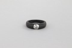 Anello con diamante taglio antico carati 1.12 in oro e rutenio