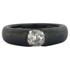 Tosti anello con diamante taglio antico carati 1.12 in oro e rutenio