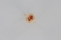 Bague halo en or 1,70 carats, diamant et grenat