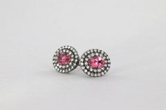 Orecchini halo con diamanti e tormaline rosa carati 1.70 in oro