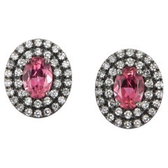 Tosti halo earrings with diamonds and pink tourmalines carat 1.70 in gold