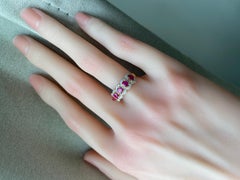 Total 1.6Ct Burma Unheated Ruby and Natural Diamonds Ring in 18K Yellow Gold