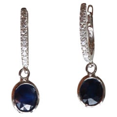 Total 1.96Ct Unheated Burma (Mogok) Blue Sapphire Earring with Natural diamonds