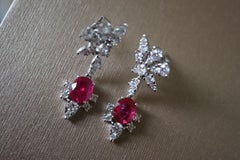 Total 2.32Ct Ruby and Natural diamond Drop Earring