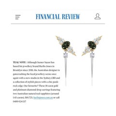 Total 2.41ct Australian Sapphire & Diamond Drop Earrings 18ct Gold & Platinum