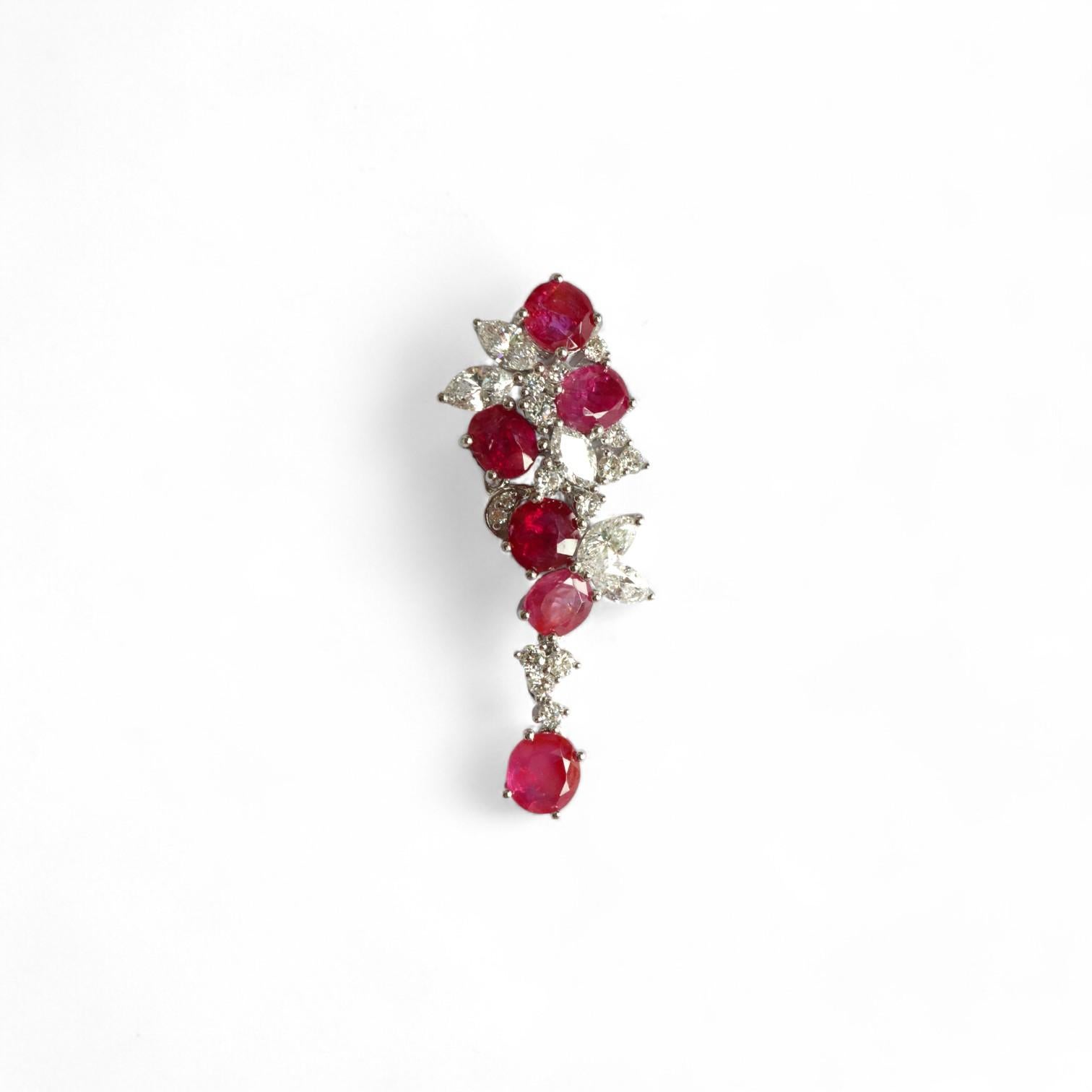 Total 2.44Ct Burma No Heat Ruby Floral Anhänger 2