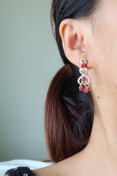 Total 3.5Ct Burmese Unheated Ruby Chandelier Earring (Ruby Earring)