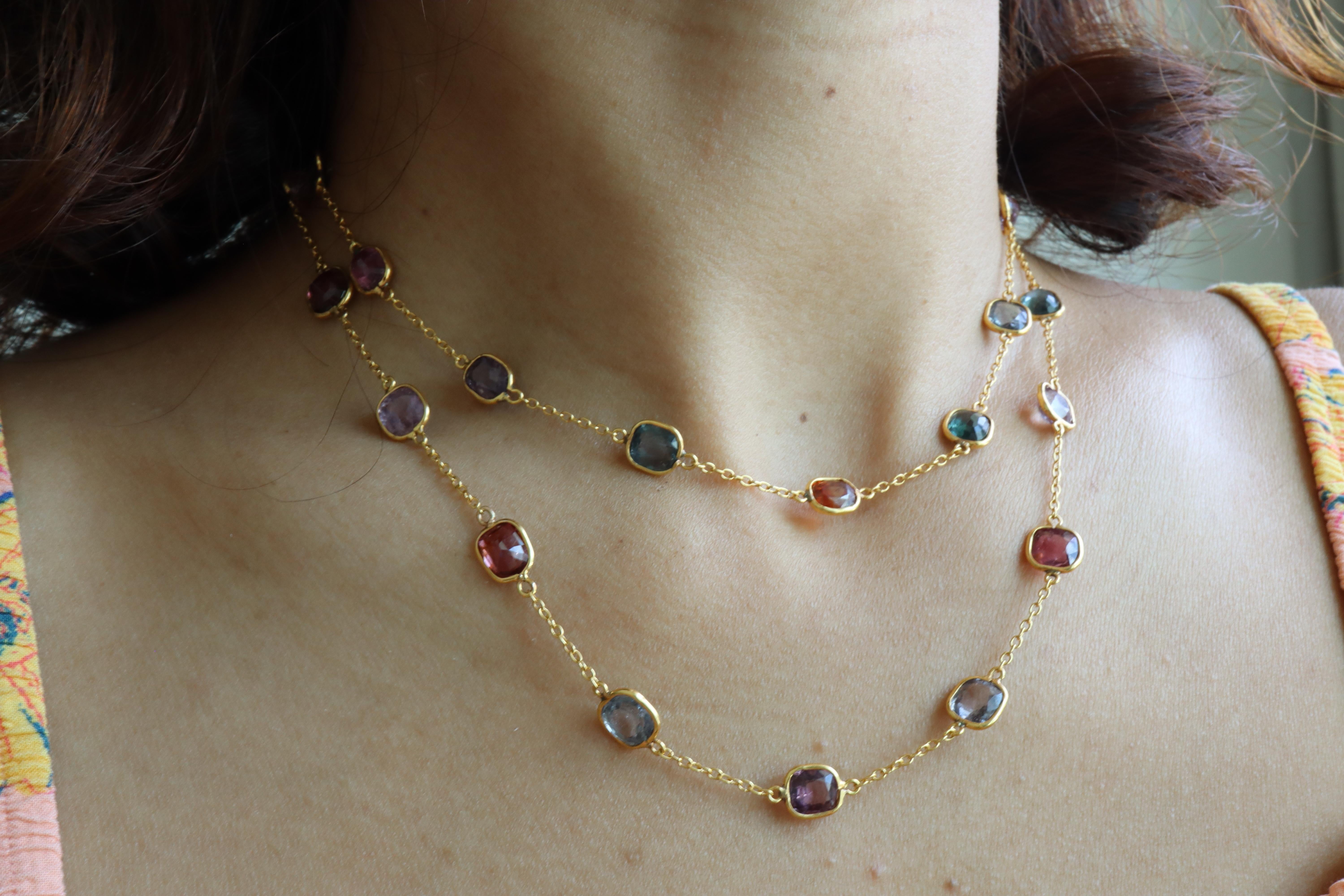 Artisan Total 41.69Ct - 31pcs of Natural Burma Spinel Yard Necklace in 18k solid gold