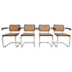 Total 8 / Set of 4 1960s Black Marcel Breuer Cesca Chairs, Italy and 4 MB Knoll 