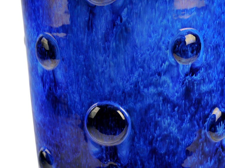 Cobalt Blue Majolica Vase Vessel Ceramic Centrepiece Sculpture Handmade, Italy For Sale 3