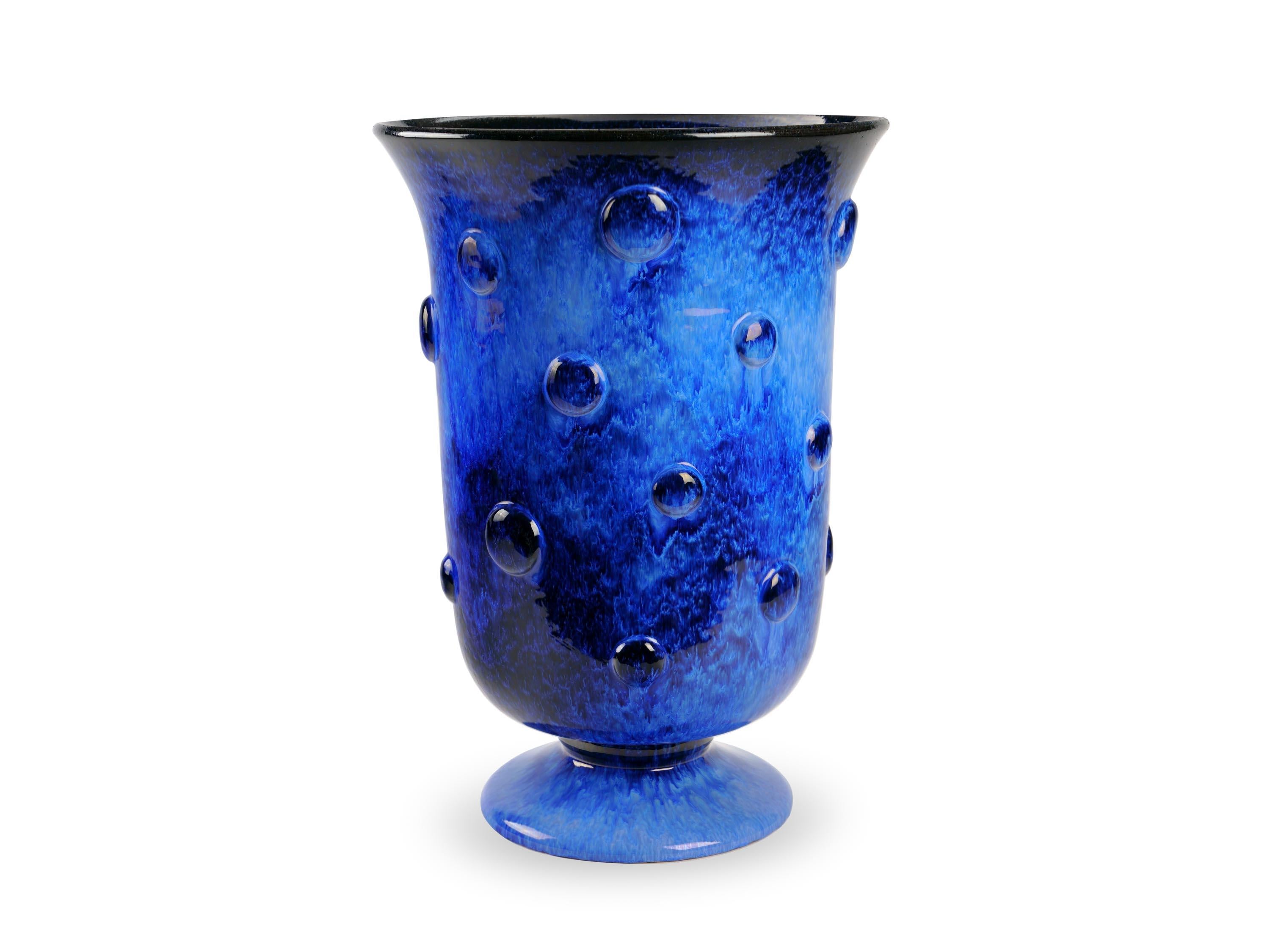 Kobaltblaue Majolika-Vase/Gefäß Keramik Tafelaufsatz Skulptur Handgefertigt, Italien (21. Jahrhundert und zeitgenössisch) im Angebot