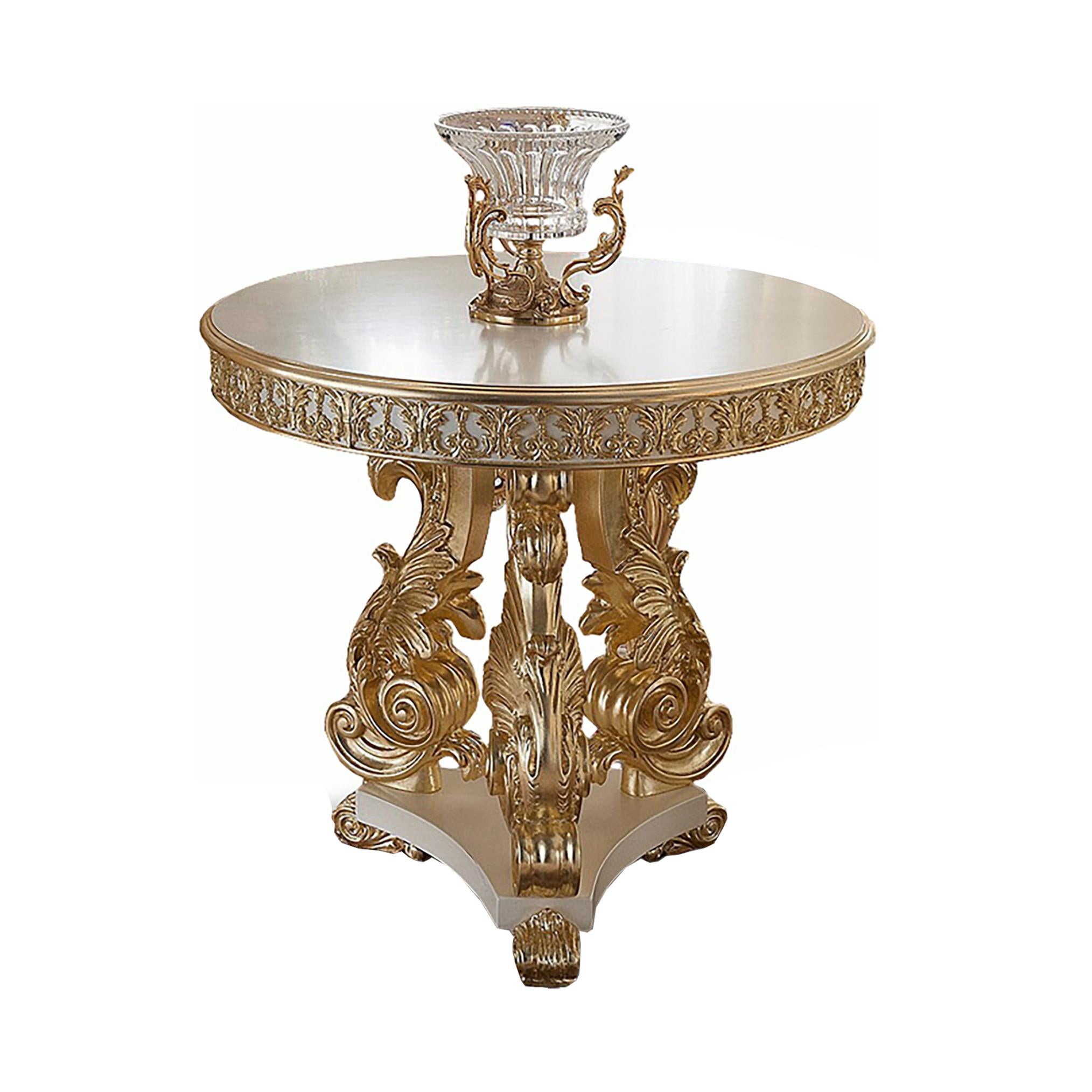 Gesamtgold-barocker runder Couchtisch, handgefertigt von Modenese Interiors (Neobarock) im Angebot