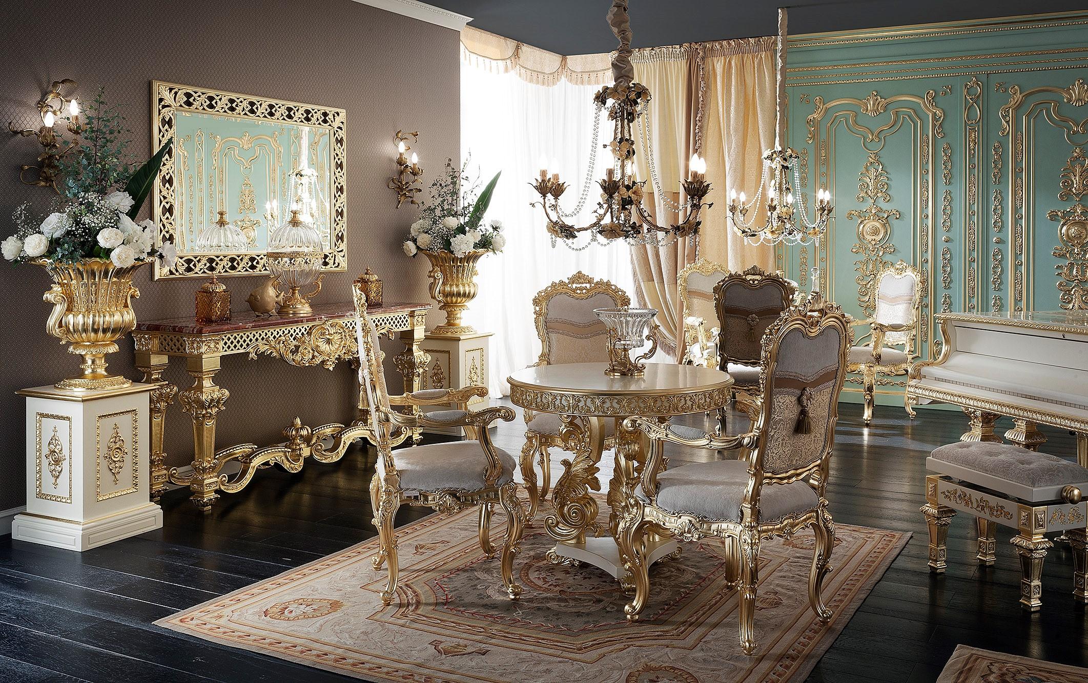 Gesamtgold-barocker runder Couchtisch, handgefertigt von Modenese Interiors im Zustand „Neu“ im Angebot in PADOVA, Italy