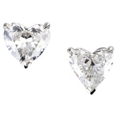 Total of 2 Carat Diamond Heart Earrings
