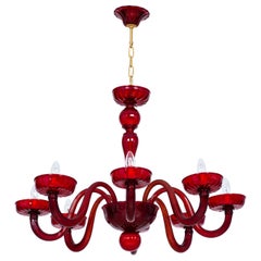 Total Red Chandelier in Blown Murano Glass by Vintage Murano Gallery