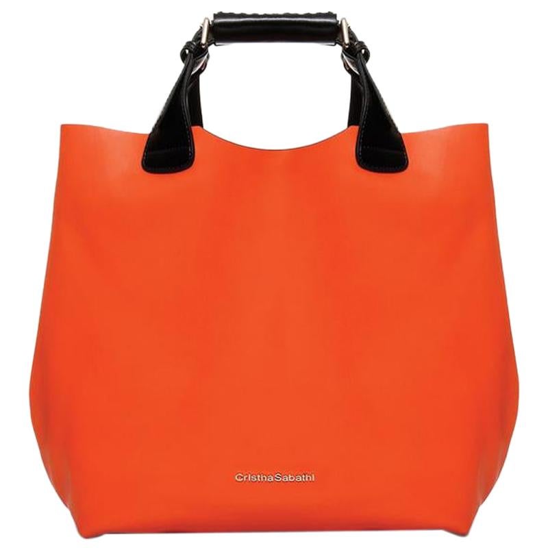 Tote - Tiger Orange Leather Handbag For Sale at 1stDibs