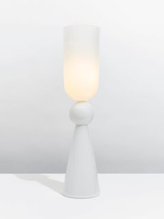 Totem 1 Table Lamp in Quartz Glossy Glass by Bianco Light + Space
