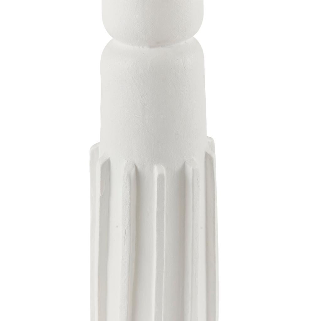 Moderne Tischlampe Totem #2 aus weißem Jesmonit, Gips, Terrakotta, Raffia und Messing (Handgefertigt) im Angebot