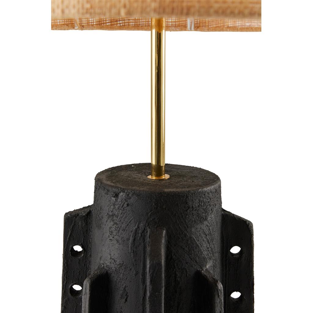 Totem #3 Modern Black Jesmonite Plastered Terracotta Raffia & Brass Table Lamp In New Condition For Sale In Bothas Hill, KZN