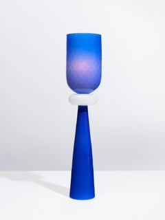 Totem 3 Table Lamp in Cobalt Glossy Glass by Bianco Light + Space