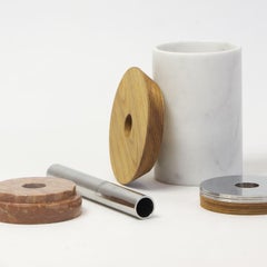 Tall white Carrara marble aperitif totem - kitchenware set