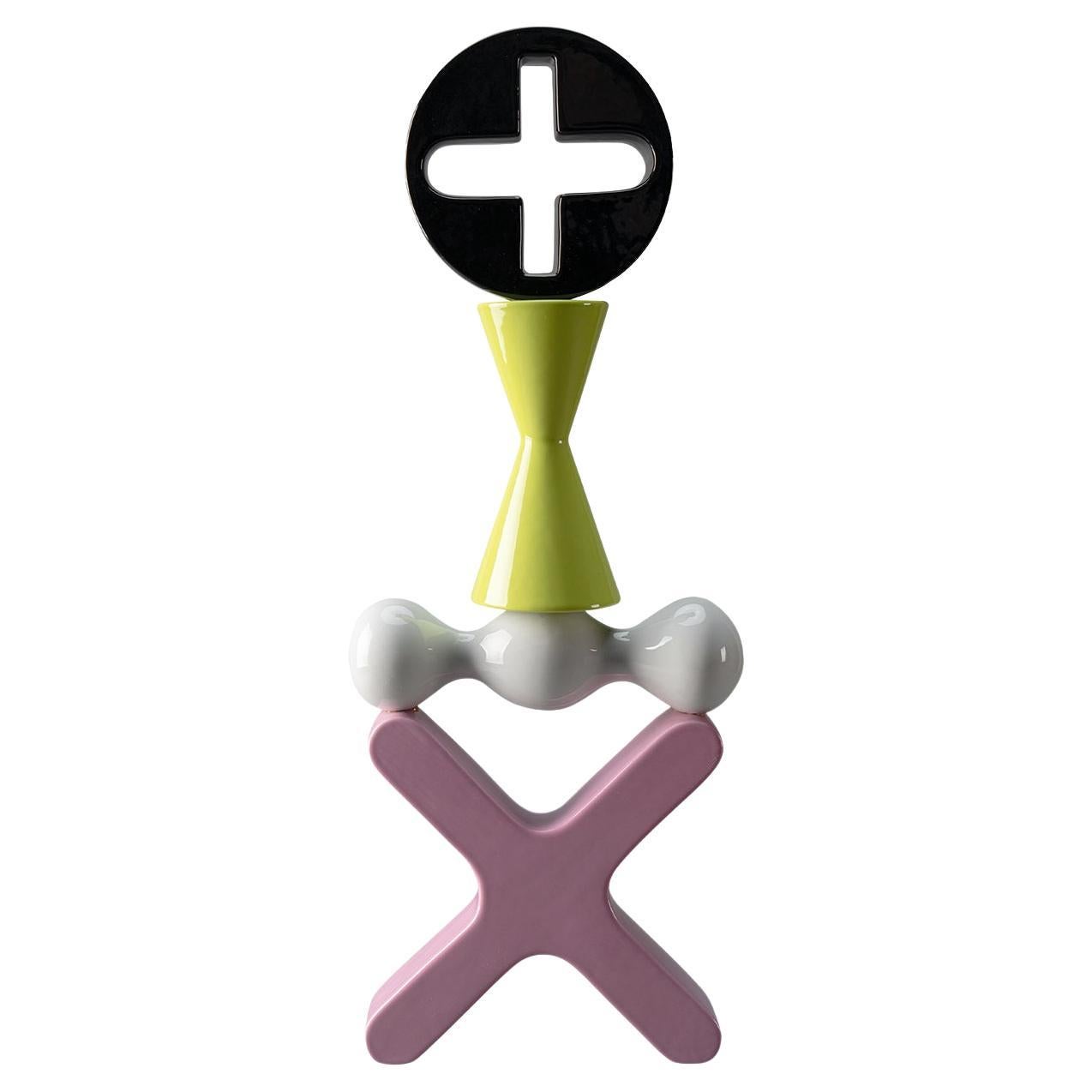 Totem Black Green White and Pink Decorative Sculpture by Karim Rashid For Sale