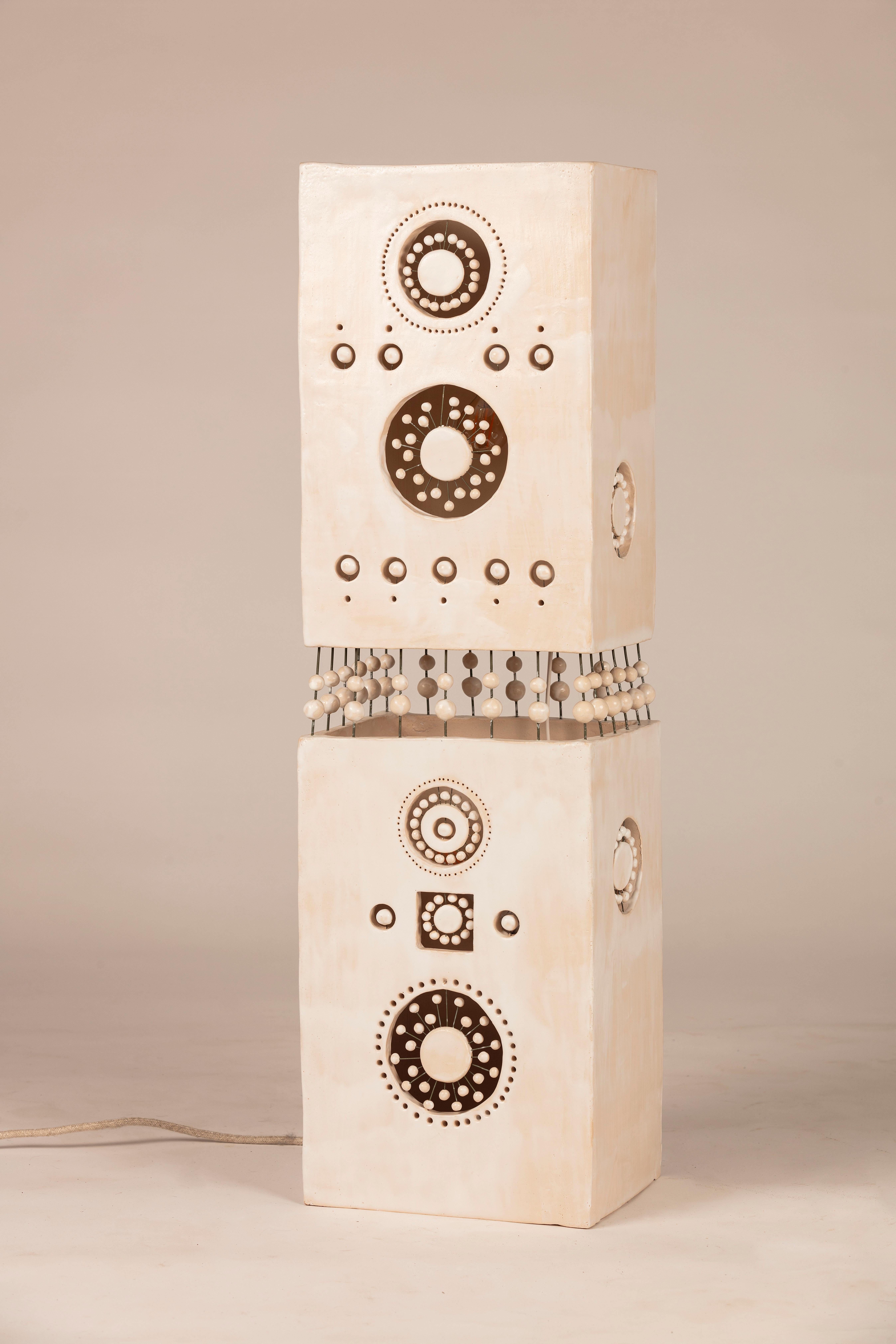 French Totem Column Georges Pelletier sculpture Lamp For Sale