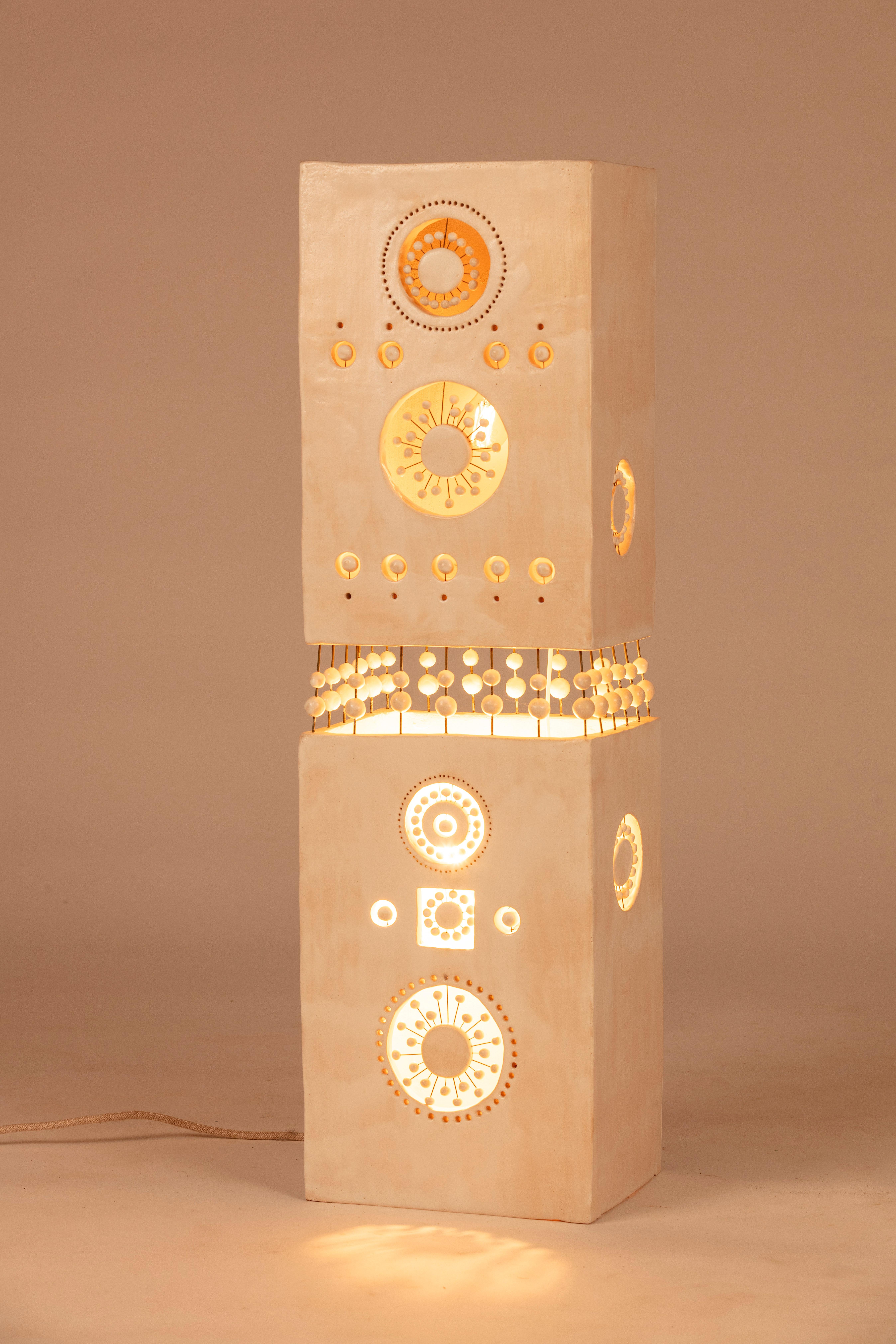 Contemporary Totem Column Georges Pelletier sculpture Lamp For Sale