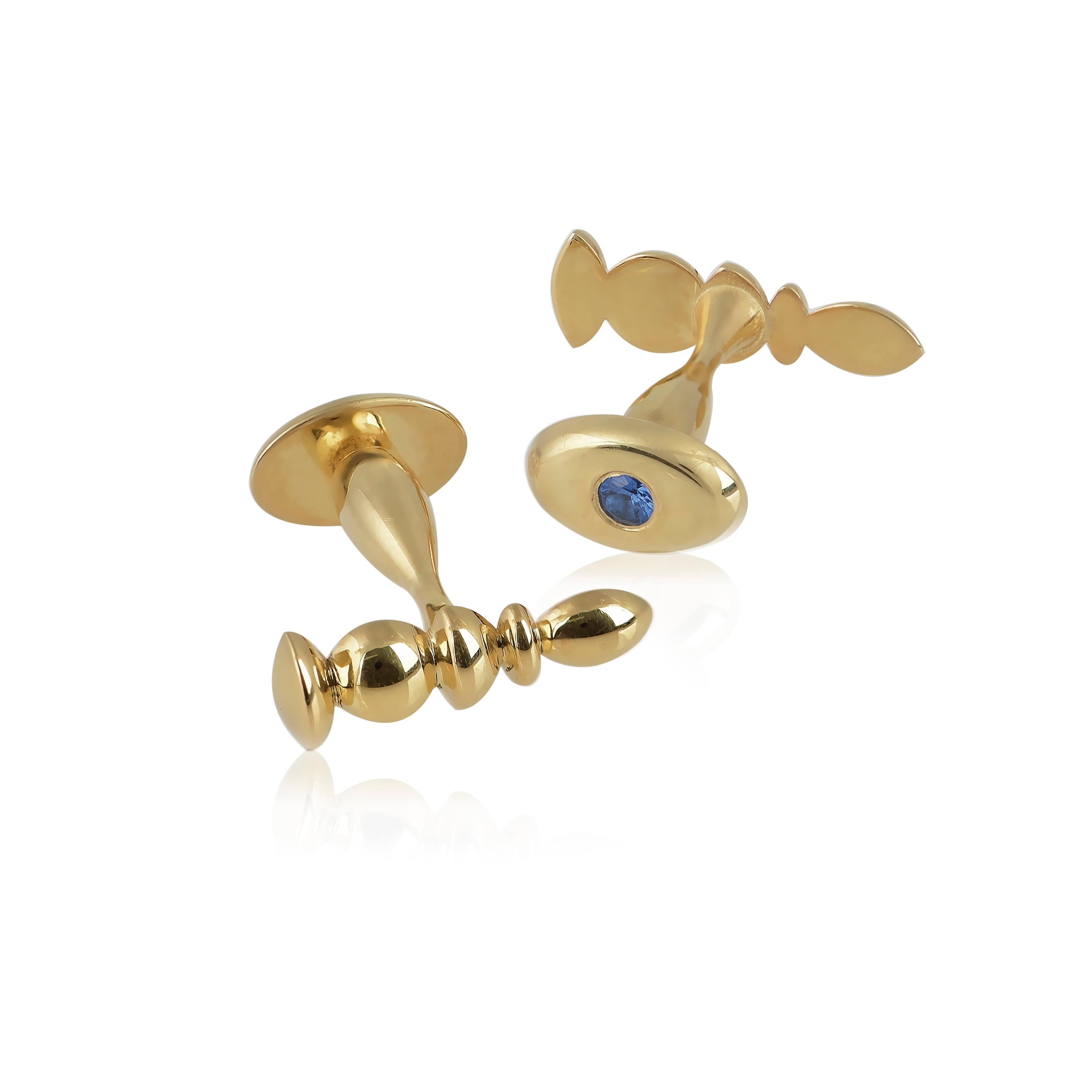 Contemporary Totem Cufflinks in 18 Karat Yellow Gold For Sale