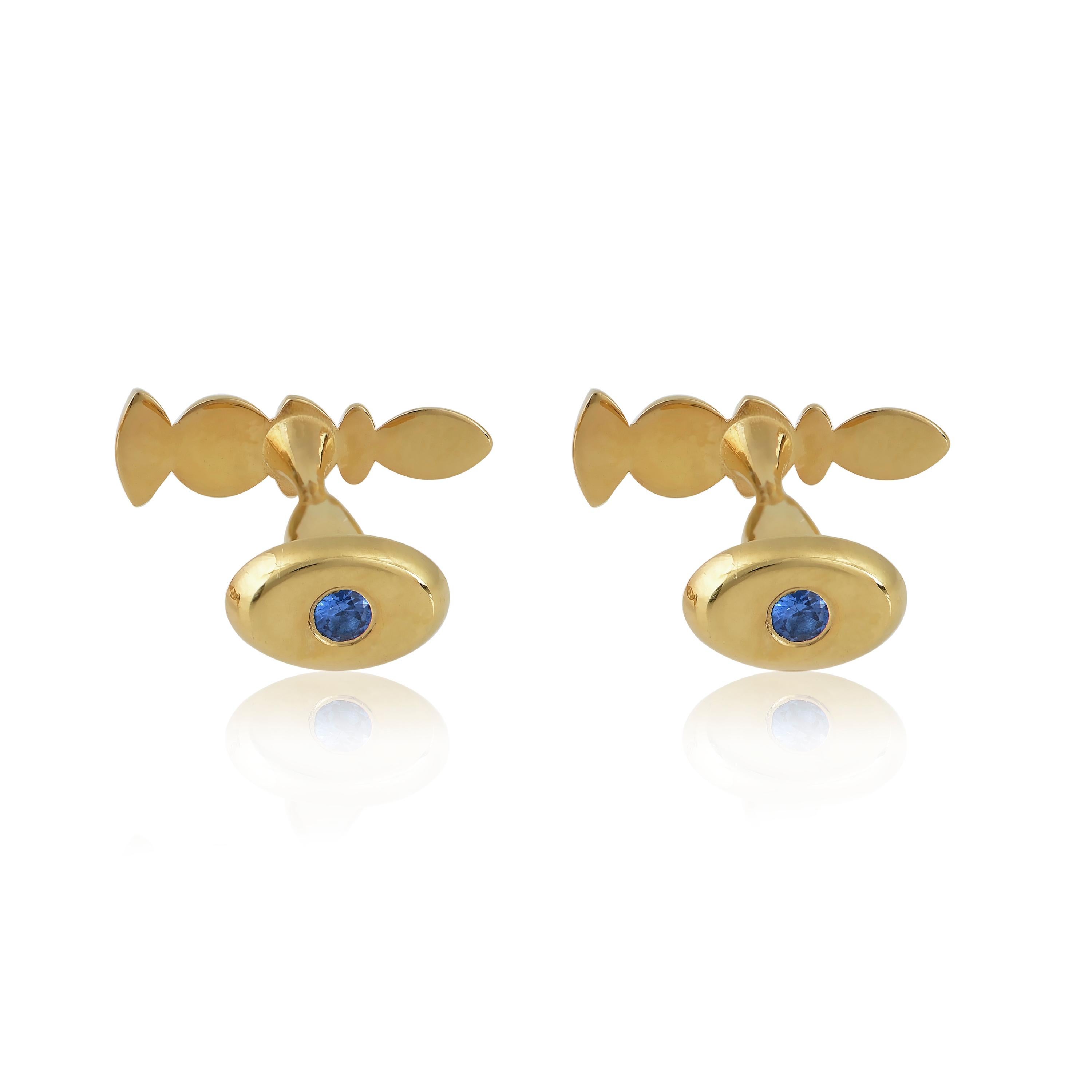 Totem Cufflinks in 18 Karat Yellow Gold In New Condition For Sale In Athens, Ekali