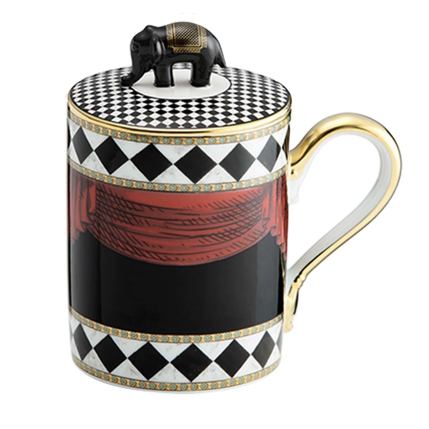 Totem-Elefantenbecher mit Deckel von GINORI 1735 (Italienisch) im Angebot