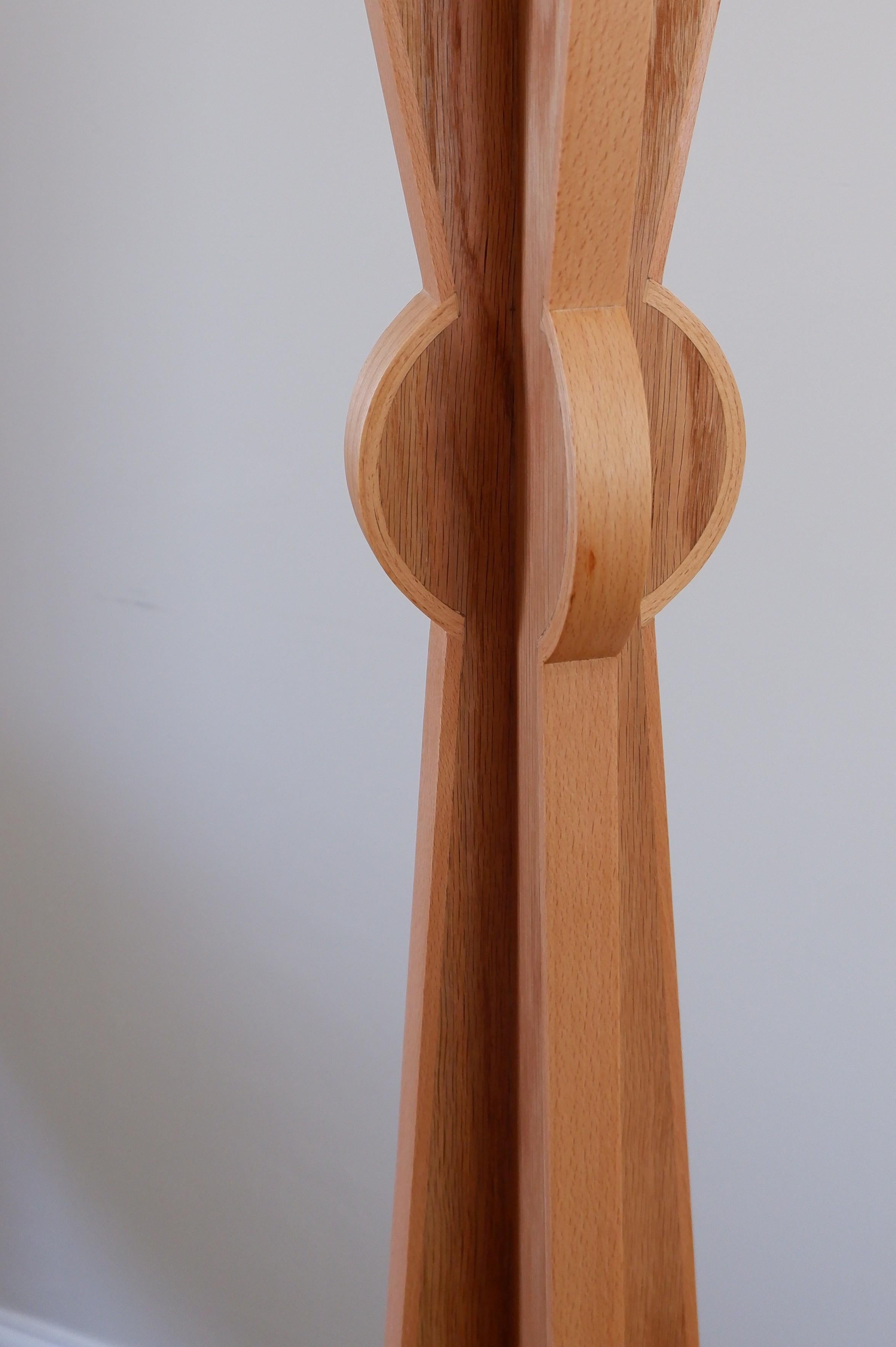 Post-Modern Totem Floor Lamp, by Josh Page Studio. Oak with beech surround. Handmade For Sale