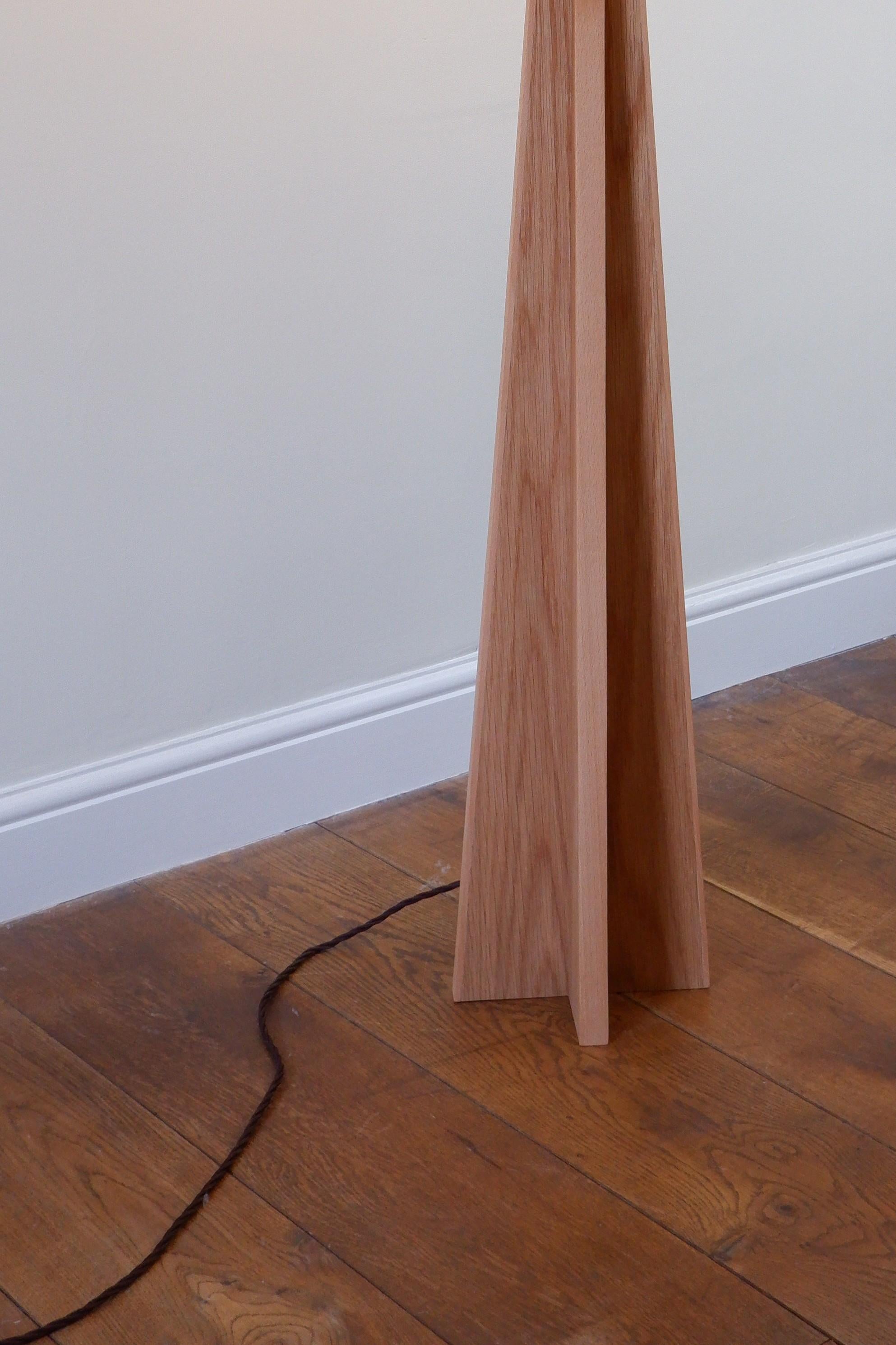 European Totem Floor Lamp, by Josh Page Studio. Oak with beech surround. Handmade For Sale