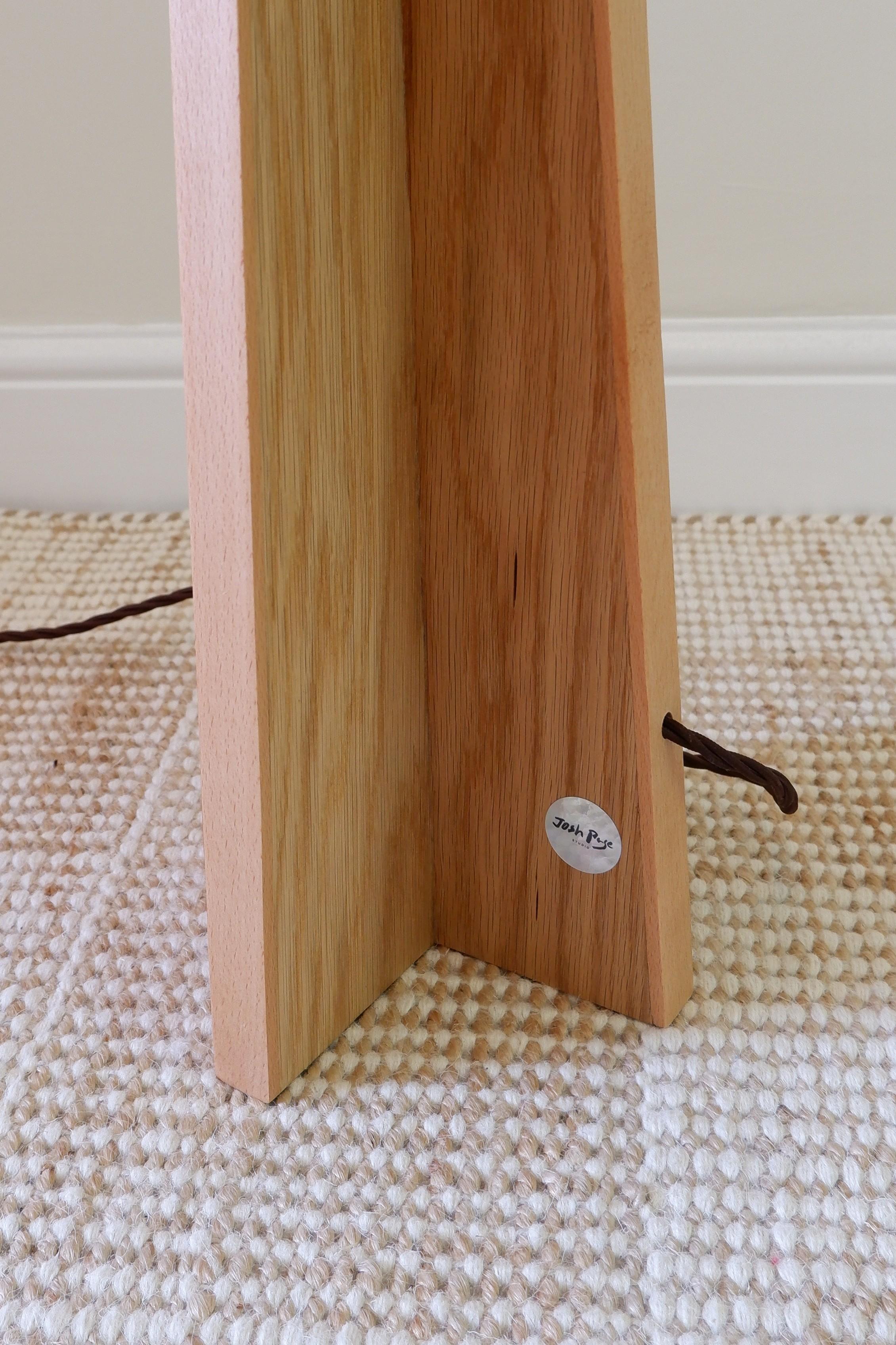 Hand-Crafted Totem Floor Lamp, by Josh Page Studio. Oak with beech surround. Handmade For Sale