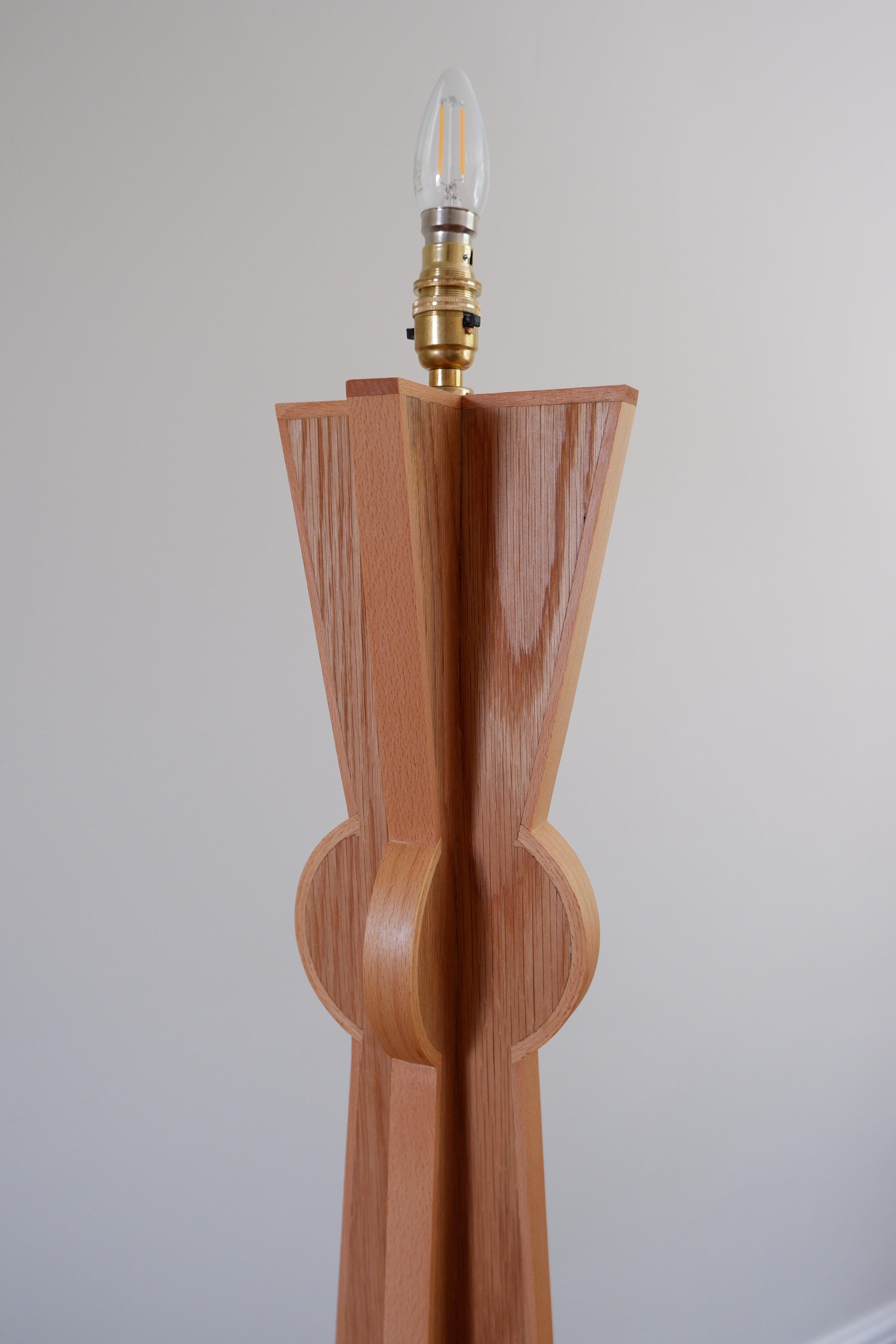 Totem Floor Lamp, by Josh Page Studio. Oak with beech surround. Handmade In New Condition For Sale In Cranbrook, GB