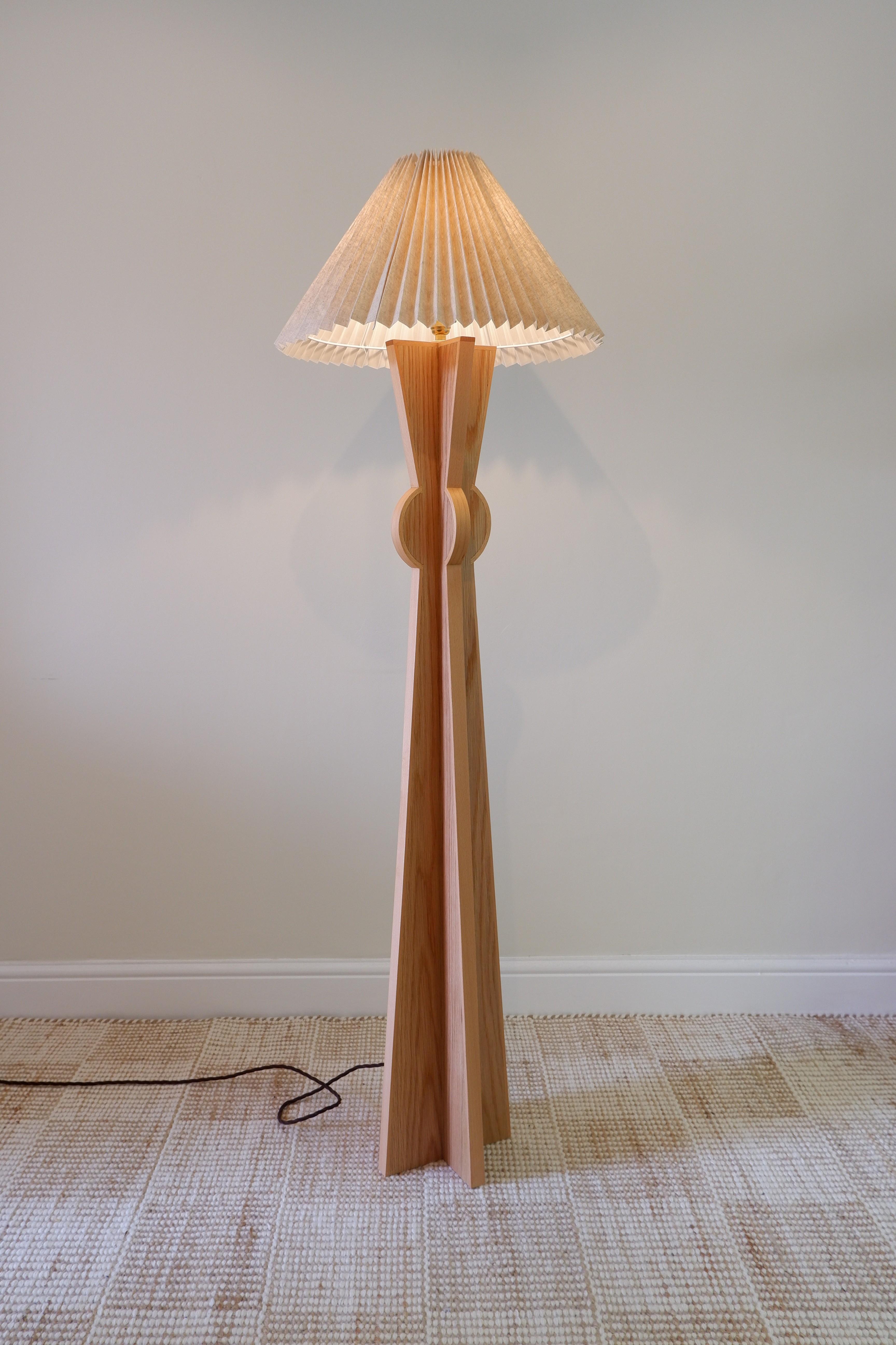 Beech Totem Floor Lamp, by Josh Page Studio. Oak with beech surround. Handmade For Sale