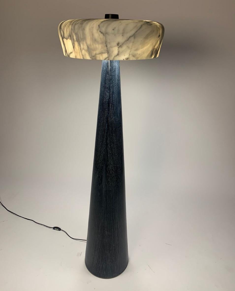 TOTEM floor lamp with. Carrara lampshade. Handmade in Egypt. In New Condition For Sale In Cairo, EG