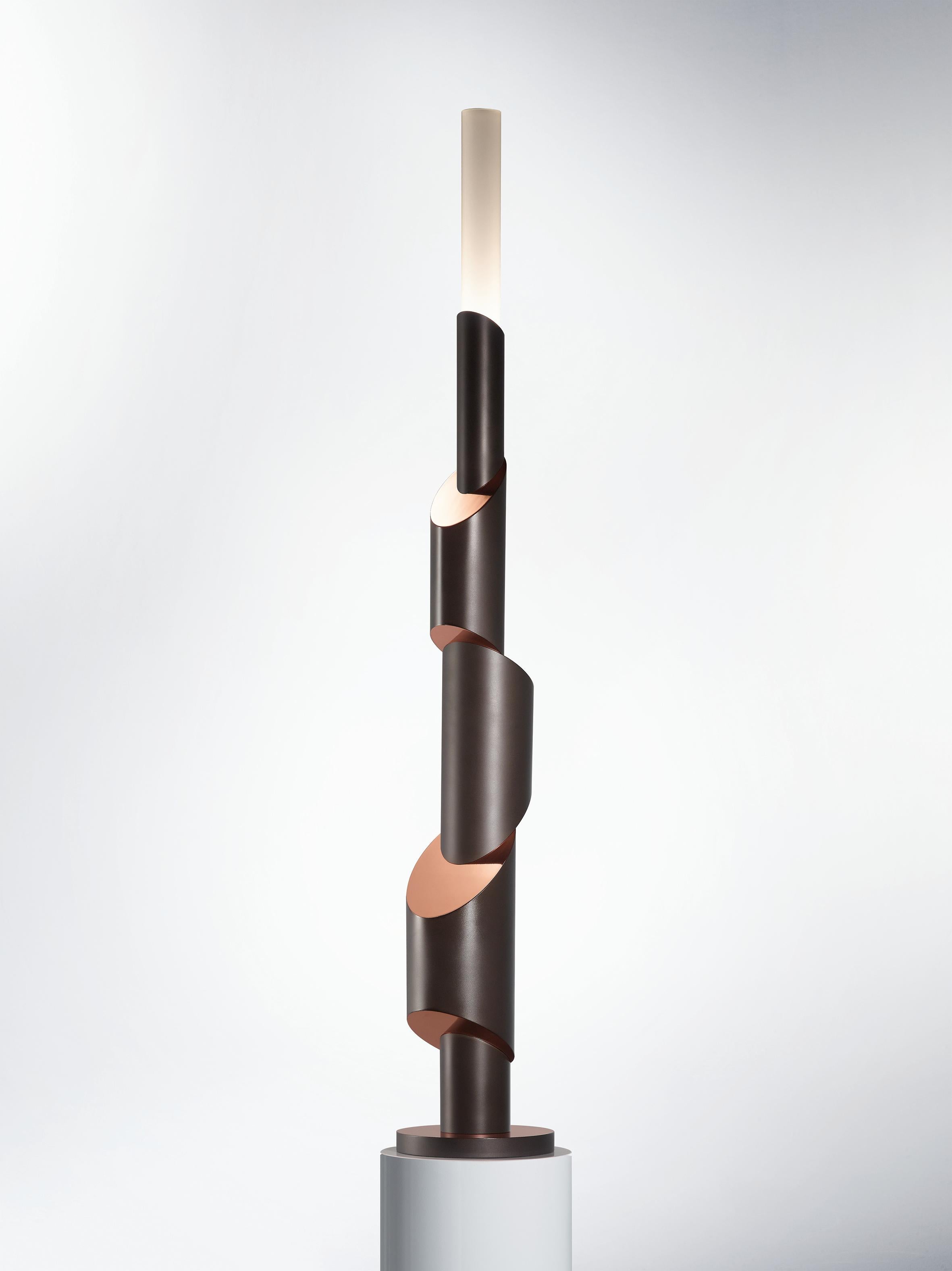 Modern 21st Century Design Totem I Floor lamp with Smoked Nickel and Copper Finish