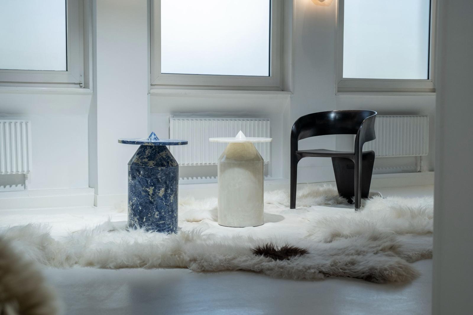 Totem in Blu Sodalite Marble Table by Karen Chekerdjian 4