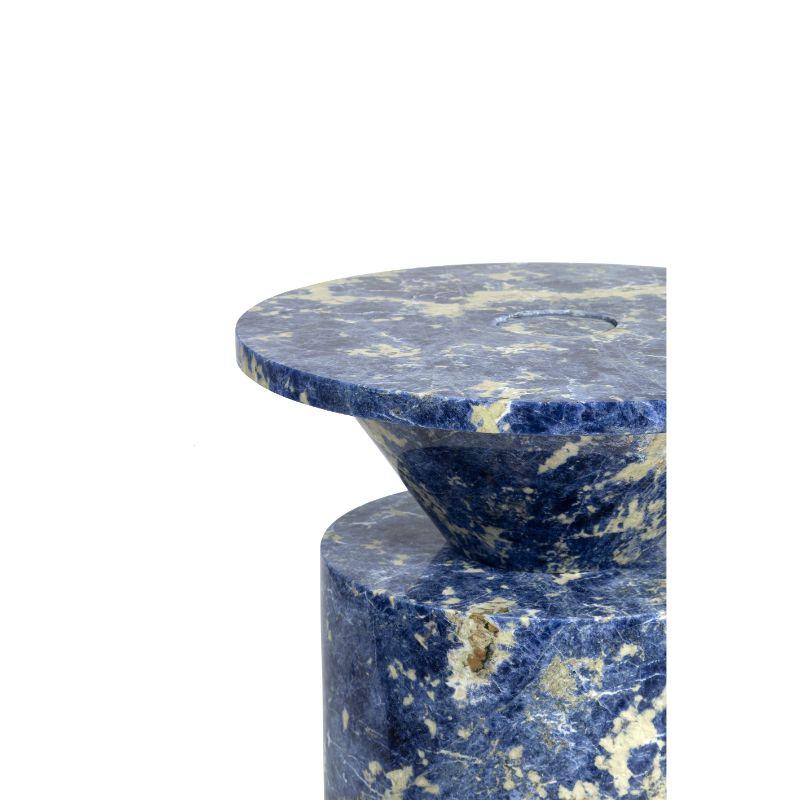 Totem in Blu Sodalite Marble table by Karen Chekerdjian
Dimensions: 42 x 42 x 62 cm
Materials: Blu Sodalite Marble

Karen’s trajectory into designing was unsystematic, comprised of a combination of practical experience in various creative fields